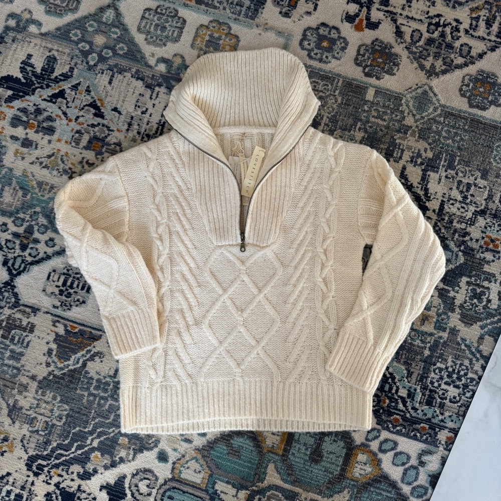 Lovestitch Ivory Knit Sweater with Zip Detail